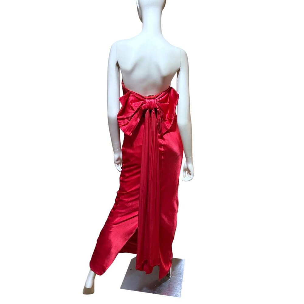 Meshki Strapless Formal Gown XS Bow Back Prom Wedding Old Hollywood Siren Vamp